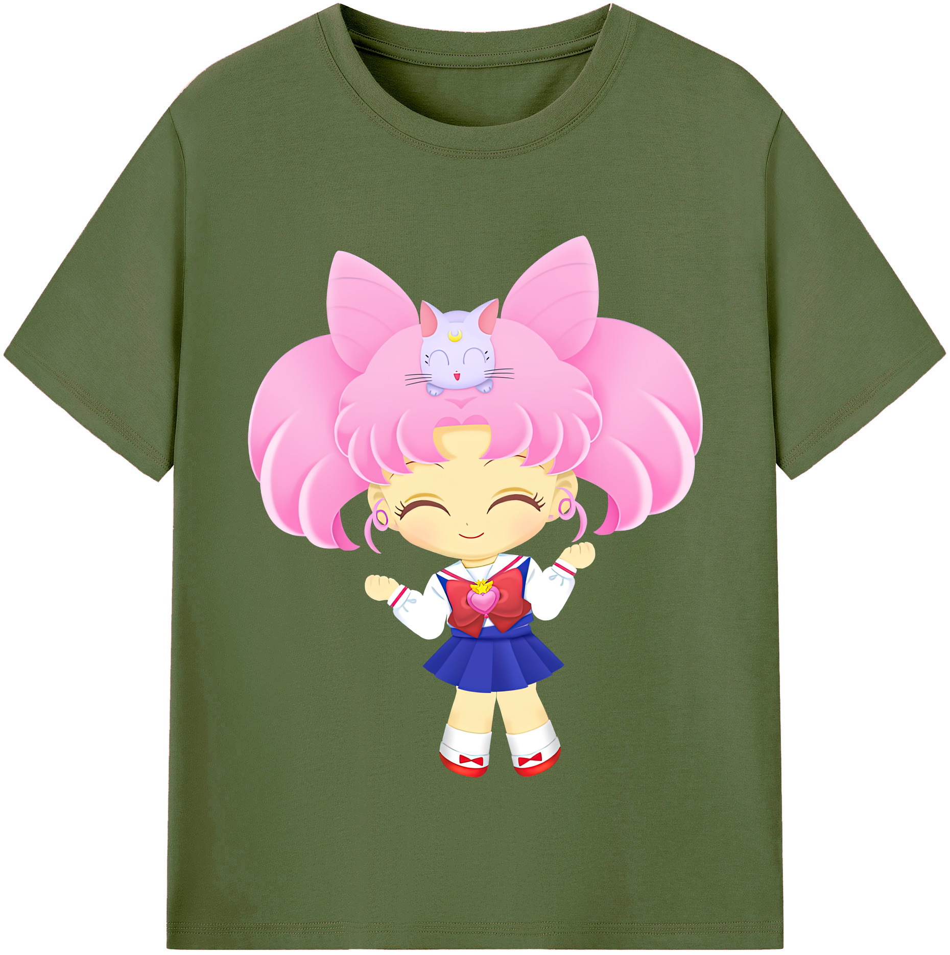 （画像用） 美少女戦士セーラームーン ちびうさ Sailor Moon Chibiusa Tsukino Usagi Small Lady Serenity 綿100％半袖Tシャツ（フロントプリント）
